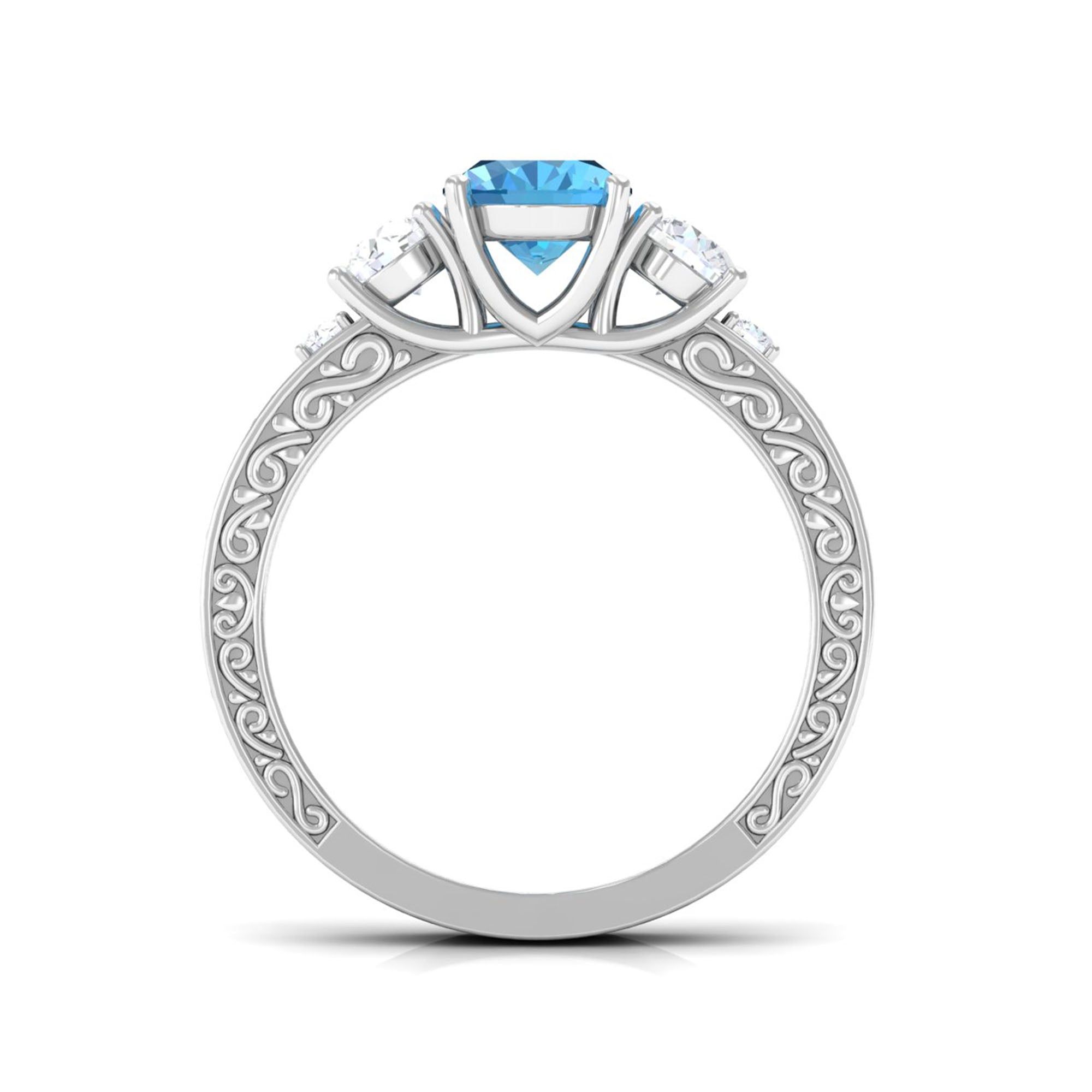 Solitaire Oval Cut Swiss Blue Topaz and Moissanite Gold Engagement Ring Swiss Blue Topaz - ( AAA ) - Quality - Rosec Jewels