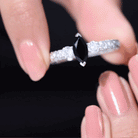 Vintage Style 1 Carat Lab Grown Black Diamond Marquise Engagement Ring with Moissanite AAAA ( Synthetic ) - Rosec Jewels