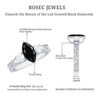 Vintage Style 1 Carat Lab Grown Black Diamond Marquise Engagement Ring with Moissanite AAAA ( Synthetic ) - Rosec Jewels