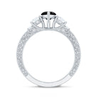 Vintage Style 1 Carat Lab Grown Black Diamond Marquise Engagement Ring with Moissanite AAAA ( Synthetic ) - Rosec Jewels