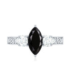 Vintage Style 1 Carat Lab Grown Black Diamond Marquise Engagement Ring with Moissanite AAAA ( Synthetic ) - Rosec Jewels