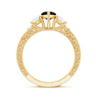 Vintage Style 1 Carat Lab Grown Black Diamond Marquise Engagement Ring with Moissanite AAAA ( Synthetic ) - Rosec Jewels