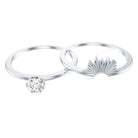 Certified Natural Diamond Promise Ring with Sunburst Enhancer Natural - ( HI-SI ) - Rosec Jewels