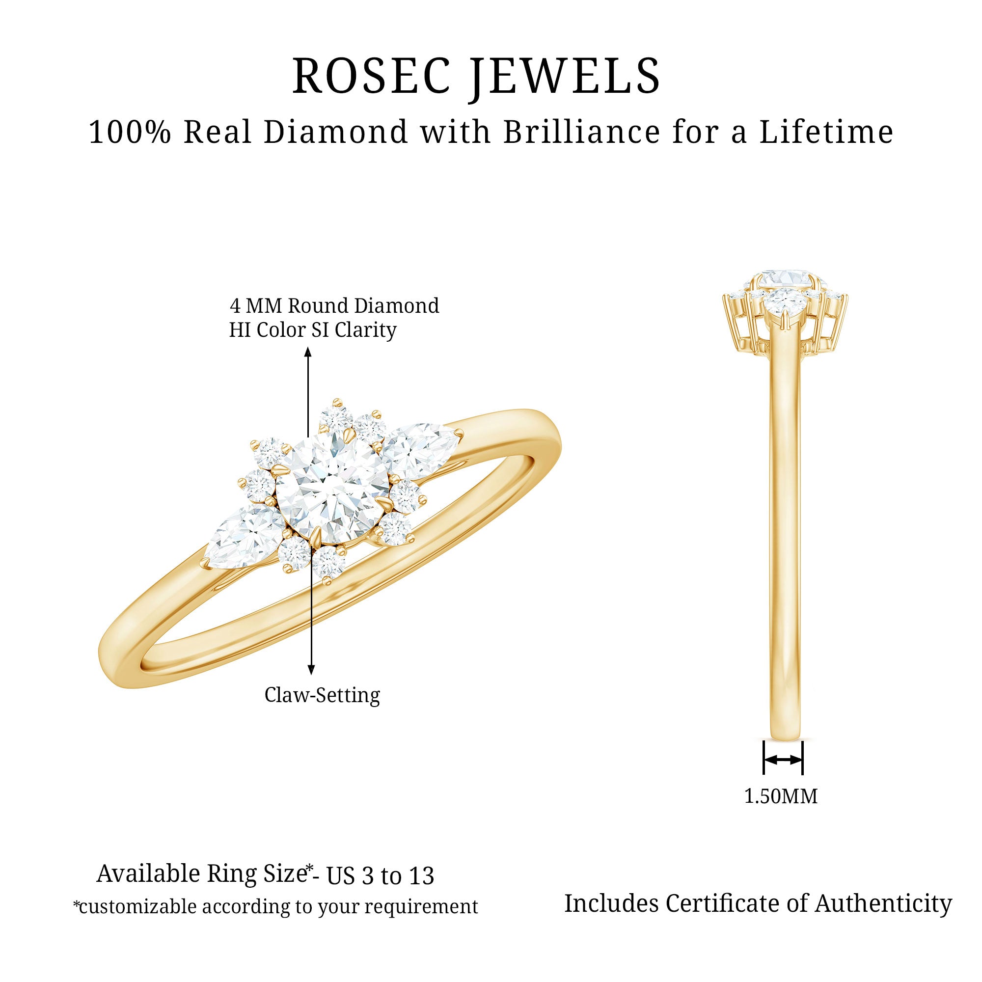 Rosec Jewels-Natural Diamond Promise Ring with Certificate
