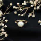 Rosec Jewels-Cultured 7.4 Carat Freshwater Pearl Solitaire Engagement Ring