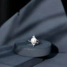 Rosec Jewels-Cultured 7.4 Carat Freshwater Pearl Engagement Ring with Diamond Bypass Shank