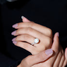 Natural 8 Carat Freshwater Pearl Engagement Ring with Diamond AAA - Rosec Jewels