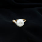 Natural 8 Carat Freshwater Pearl Engagement Ring with Diamond AAA - Rosec Jewels