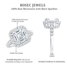 Certified 9 MM Asscher Cut Moissanite Halo Engagement Ring D-VS1 - Rosec Jewels