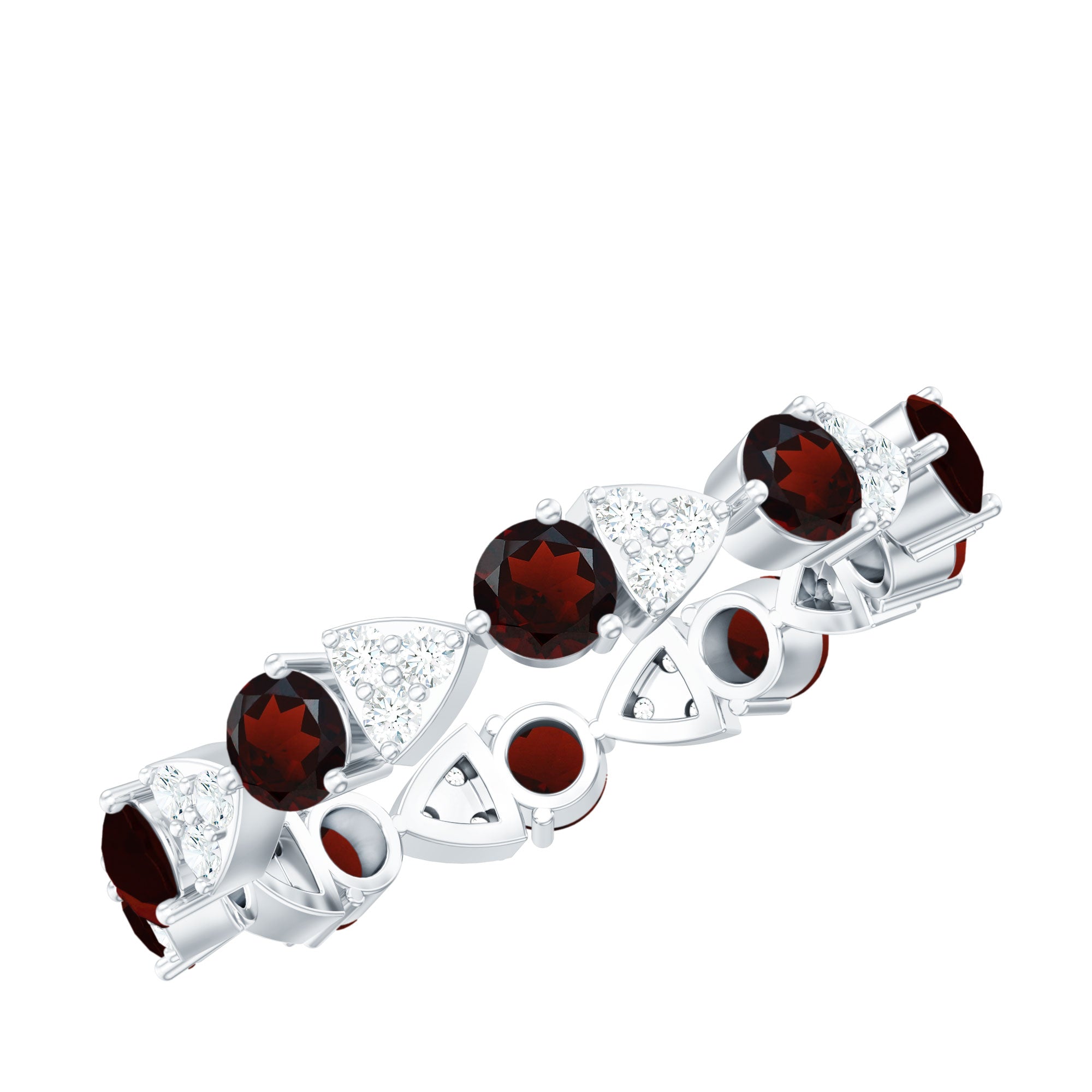 Rosec Jewels-Natural Garnet Diamond Eternity Ring for Anniversary