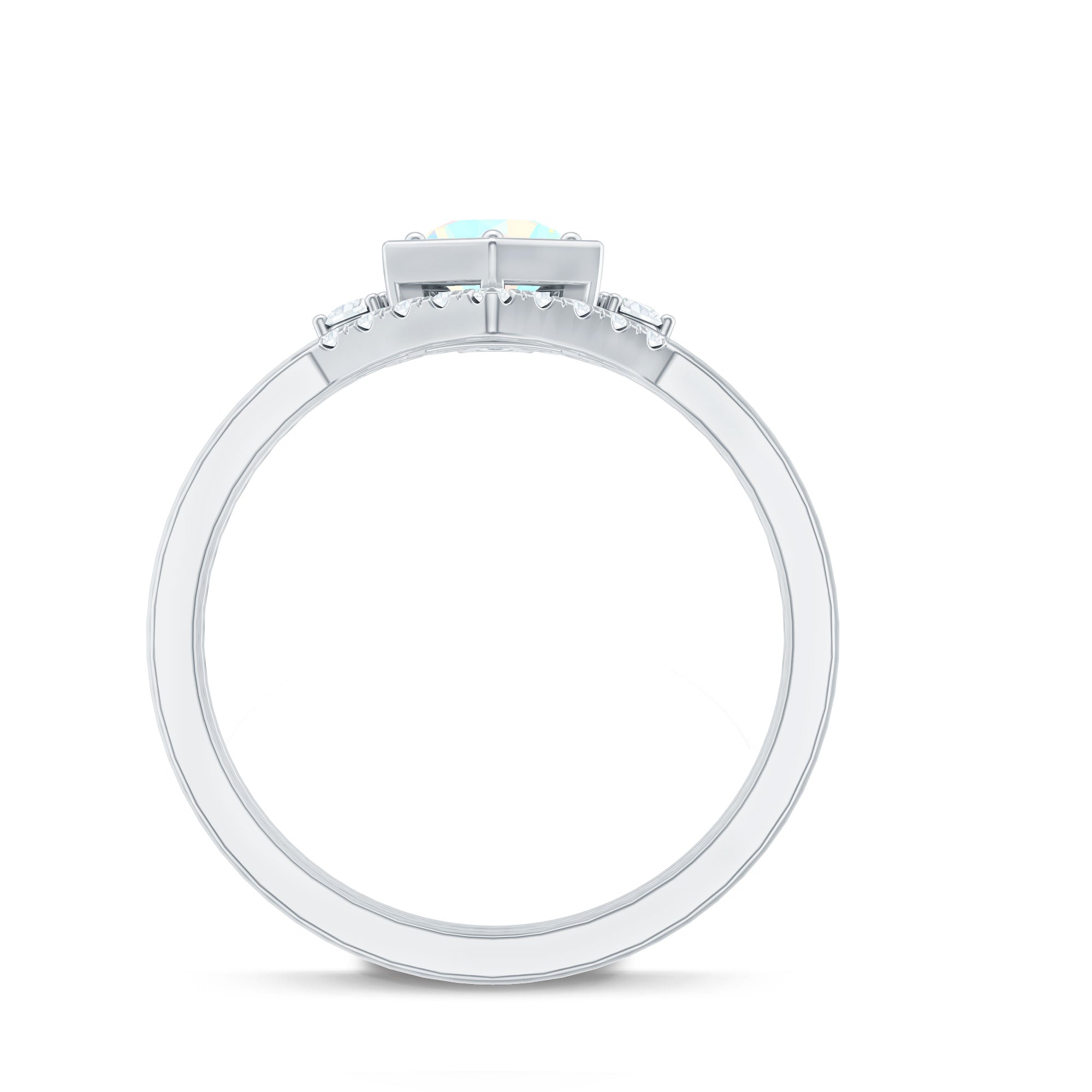 Vintage Inspired Opalescent Diamond Wedding Engagement Ring Set of 3 AAA - Rosec Jewels