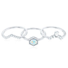 Vintage Inspired Opalescent Diamond Wedding Engagement Ring Set of 3 AAA - Rosec Jewels