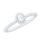Certified Natural Diamond Oval Engagement Ring with Halo Natural - ( HI-SI ) - Rosec Jewels