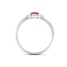 Oval Cut Ruby and Trio Diamond Promise Ring Ruby - ( AAA ) - Quality - Rosec Jewels