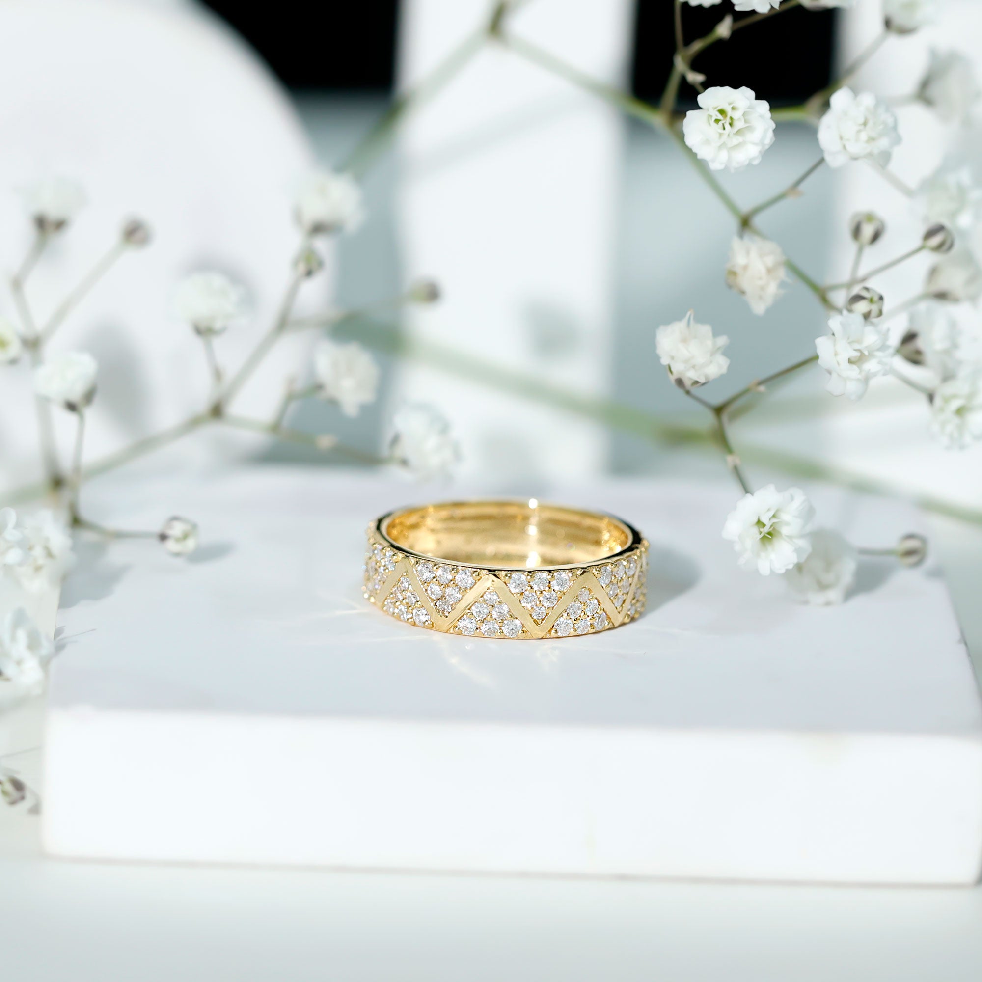 Certified Moissanite Wide Eternity Band Ring D-VS1 - Rosec Jewels