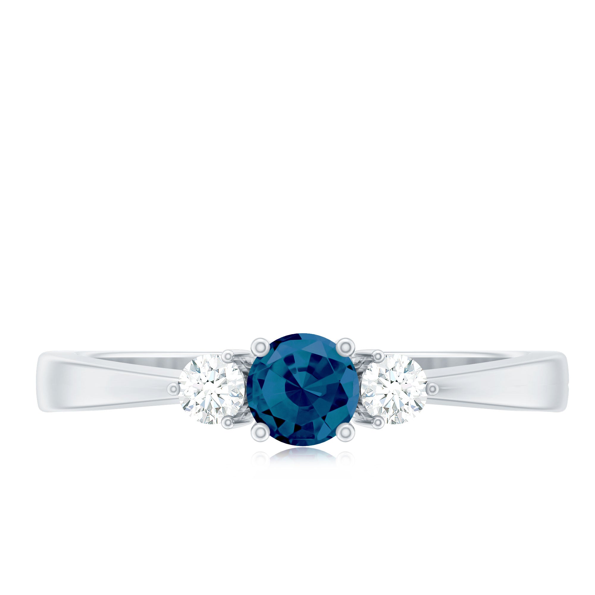 5mm London Blue Topaz Proposal Ring with Diamond AAA - Rosec Jewels