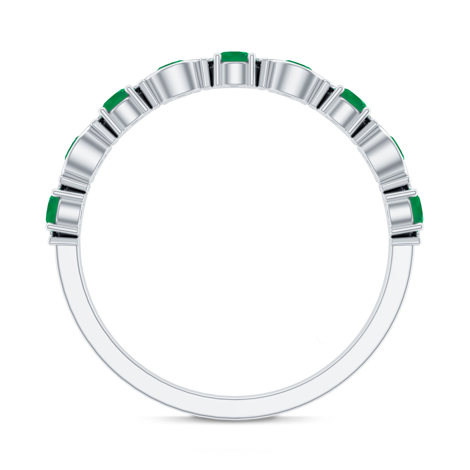 Rosec Jewels-Natural Green Emerald Half Eternity Stackable Ring