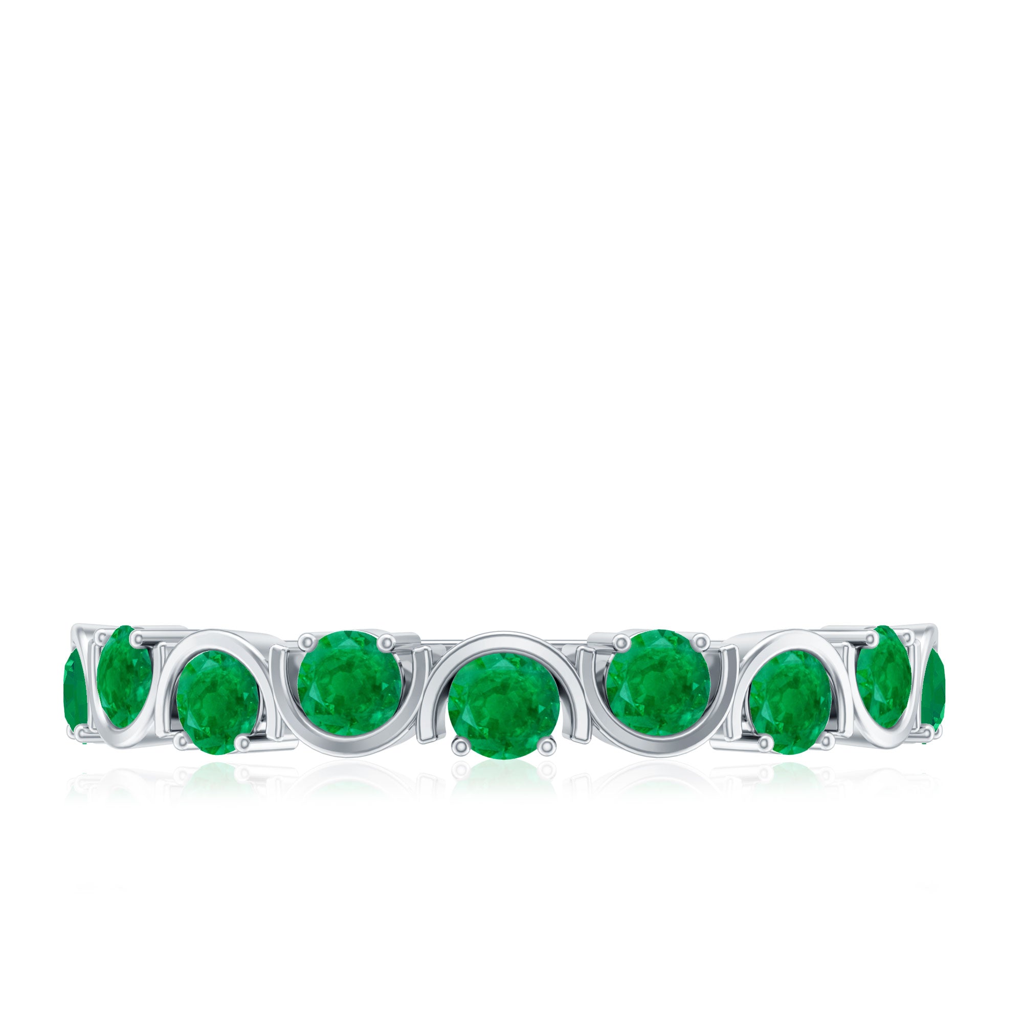 Rosec Jewels-Natural Green Emerald Half Eternity Stackable Ring