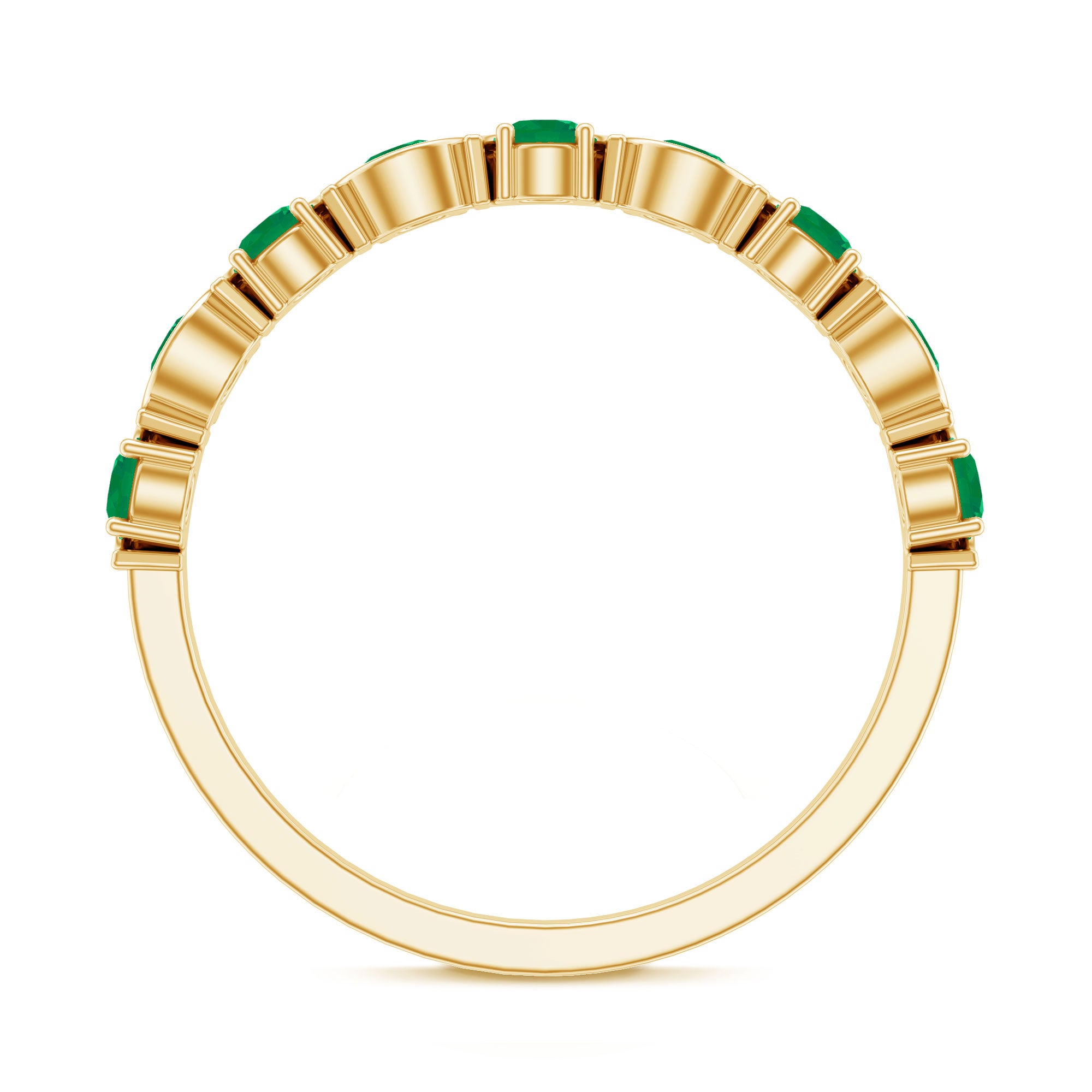 Rosec Jewels-Natural Green Emerald Half Eternity Stackable Ring