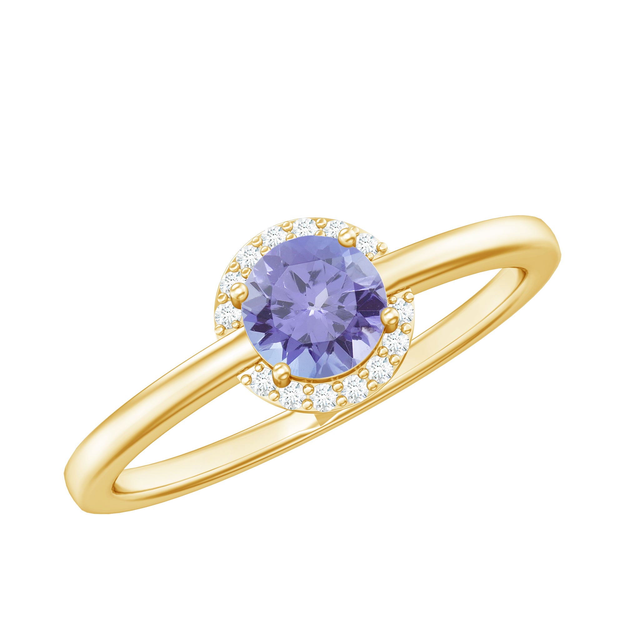 Natural Tanzanite Engagement Ring with Diamond Halo AAA - Rosec Jewels