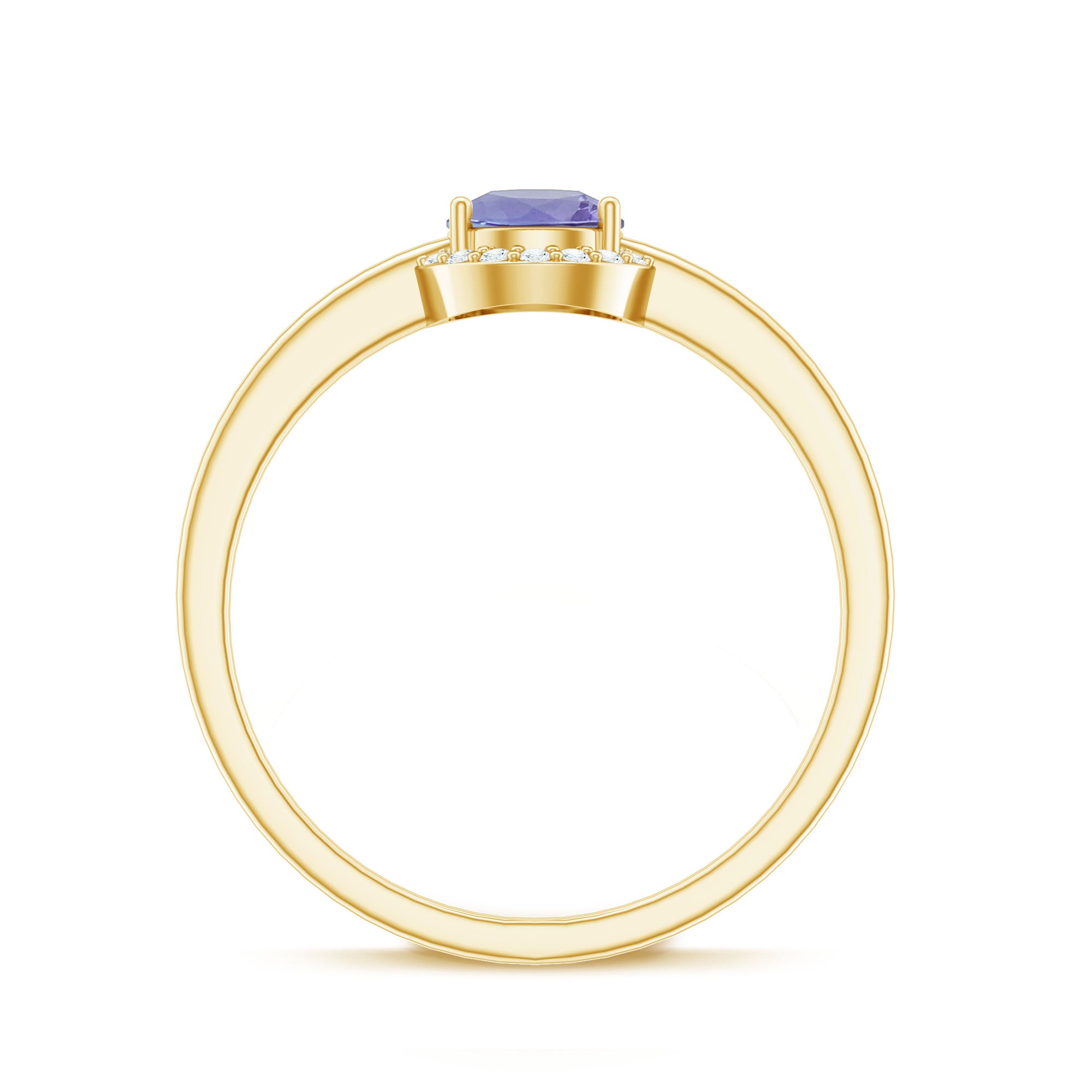 Rosec Jewels-Natural Tanzanite Engagement Ring with Diamond Halo