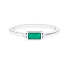 Baguette Cut Emerald East West Promise Ring with Diamond Emerald - ( AAA ) - Quality - Rosec Jewels