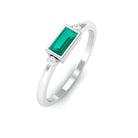 Baguette Cut Emerald East West Promise Ring with Diamond Emerald - ( AAA ) - Quality - Rosec Jewels
