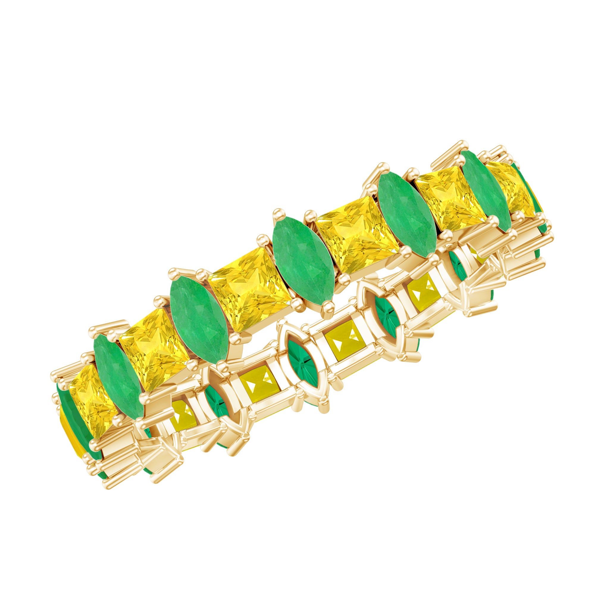 Rosec Jewels-Designer Yellow Sapphire and Emerald Eternity Wedding Band