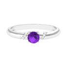 Natural Amethyst Promise Ring with Diamond for Women AAA - Rosec Jewels