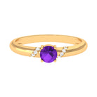 Natural Amethyst Promise Ring with Diamond for Women AAA - Rosec Jewels