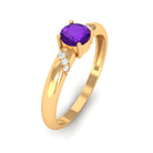 Natural Amethyst Promise Ring with Diamond for Women AAA - Rosec Jewels