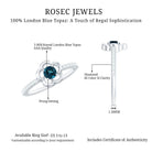 0.6 Carat Round London Blue Topaz Flower Promise Ring with Diamond AAA - Rosec Jewels