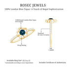 0.6 Carat Round London Blue Topaz Flower Promise Ring with Diamond AAA - Rosec Jewels