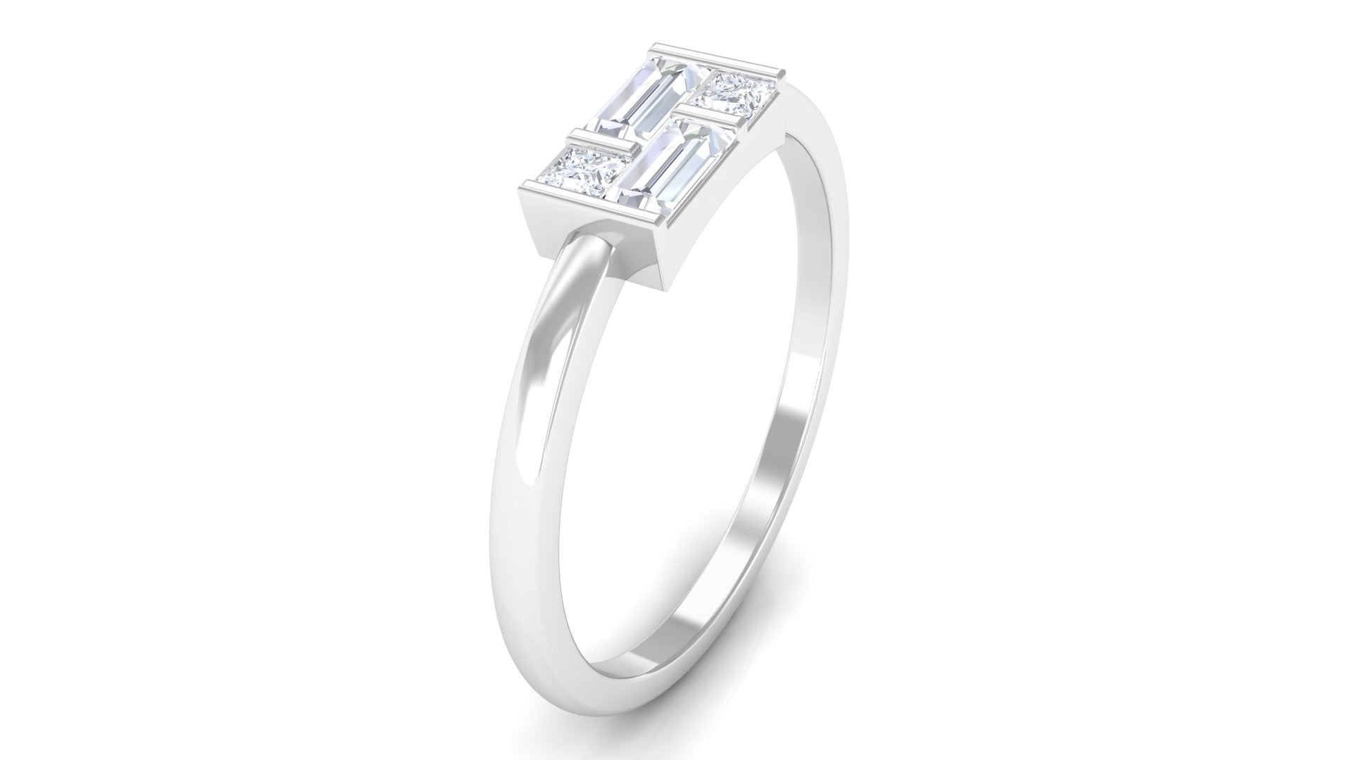 Certified Natural Diamond Promise Ring in East West Style Natural - ( HI-SI ) - Rosec Jewels