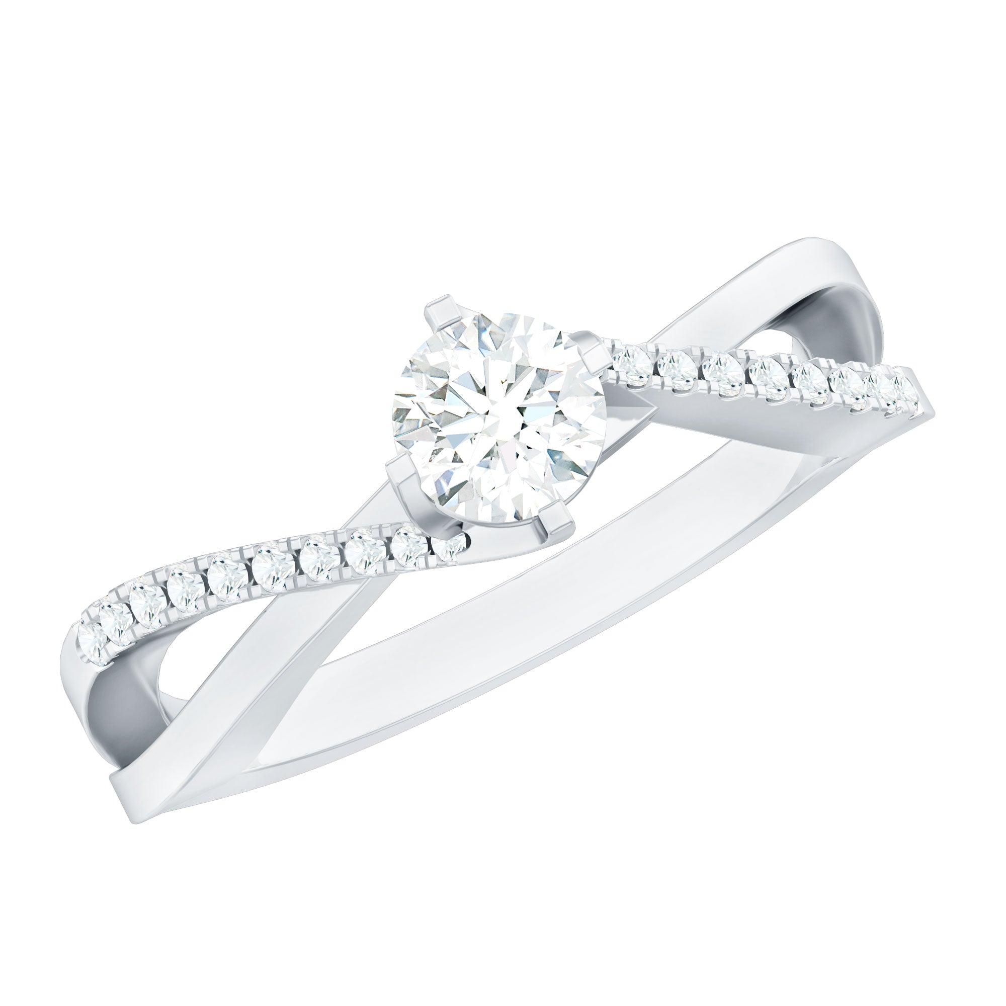 Rosec Jewels-Minimal Diamond Engagement Ring with Crossover Shank