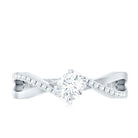 Rosec Jewels-Minimal Diamond Engagement Ring with Crossover Shank