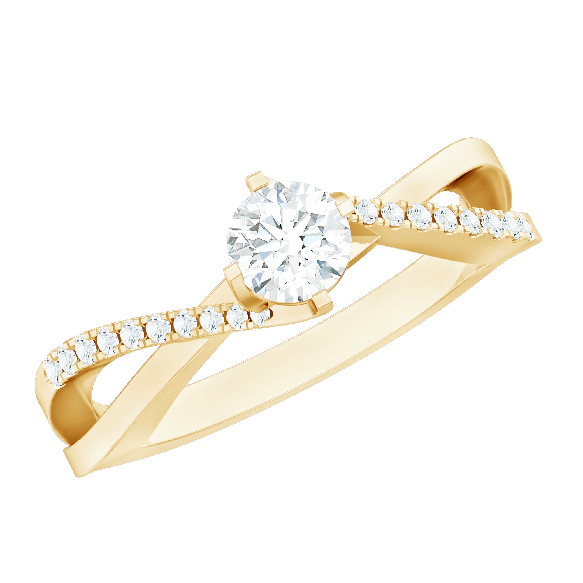 Rosec Jewels-Minimal Diamond Engagement Ring with Crossover Shank