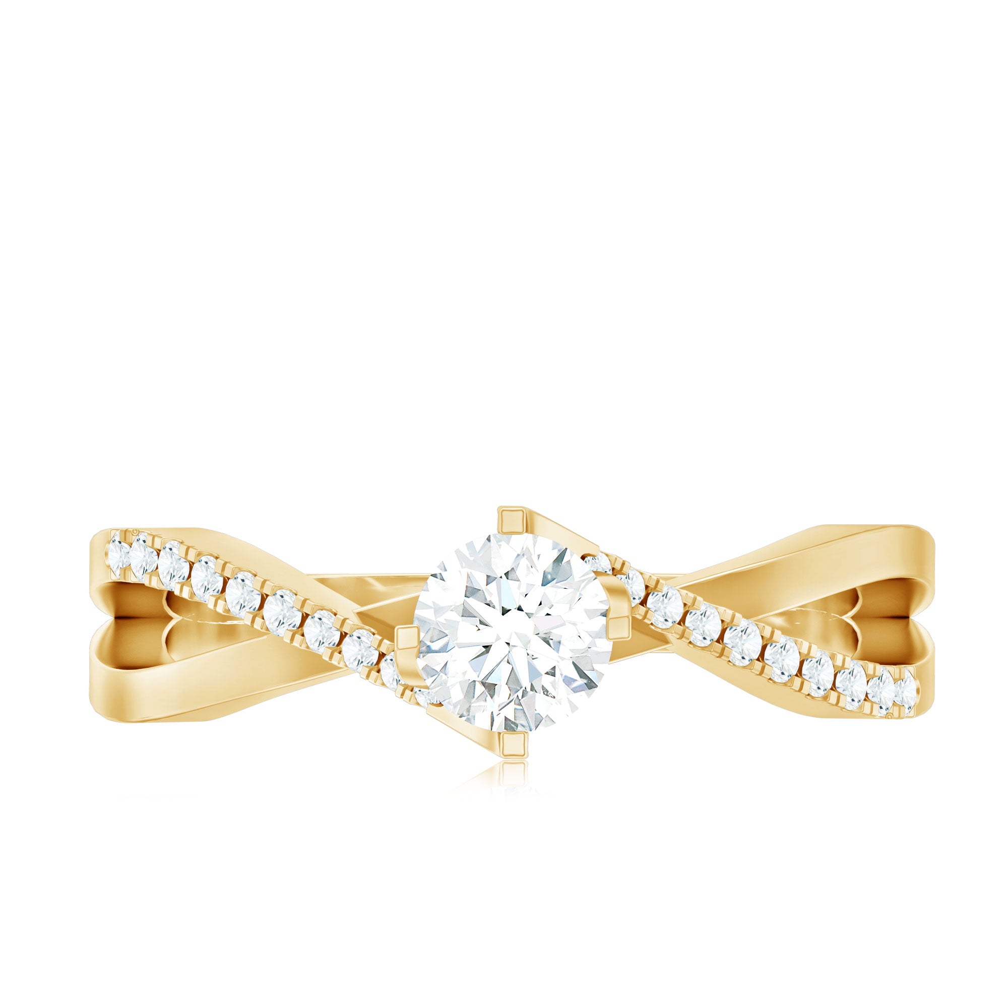 Rosec Jewels-Minimal Diamond Engagement Ring with Crossover Shank