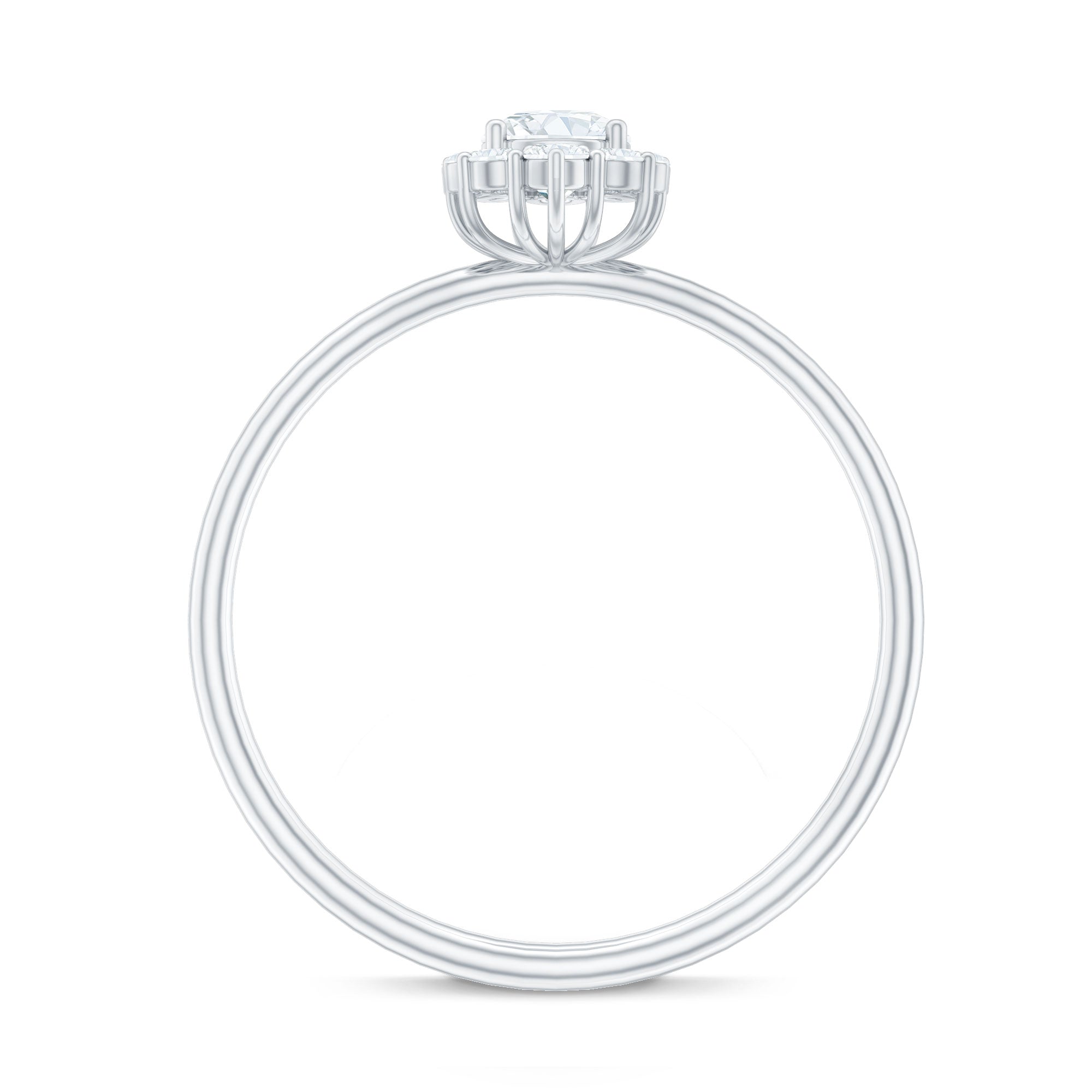 Rosec Jewels-Minimal Real Diamond Engagement Ring with Halo