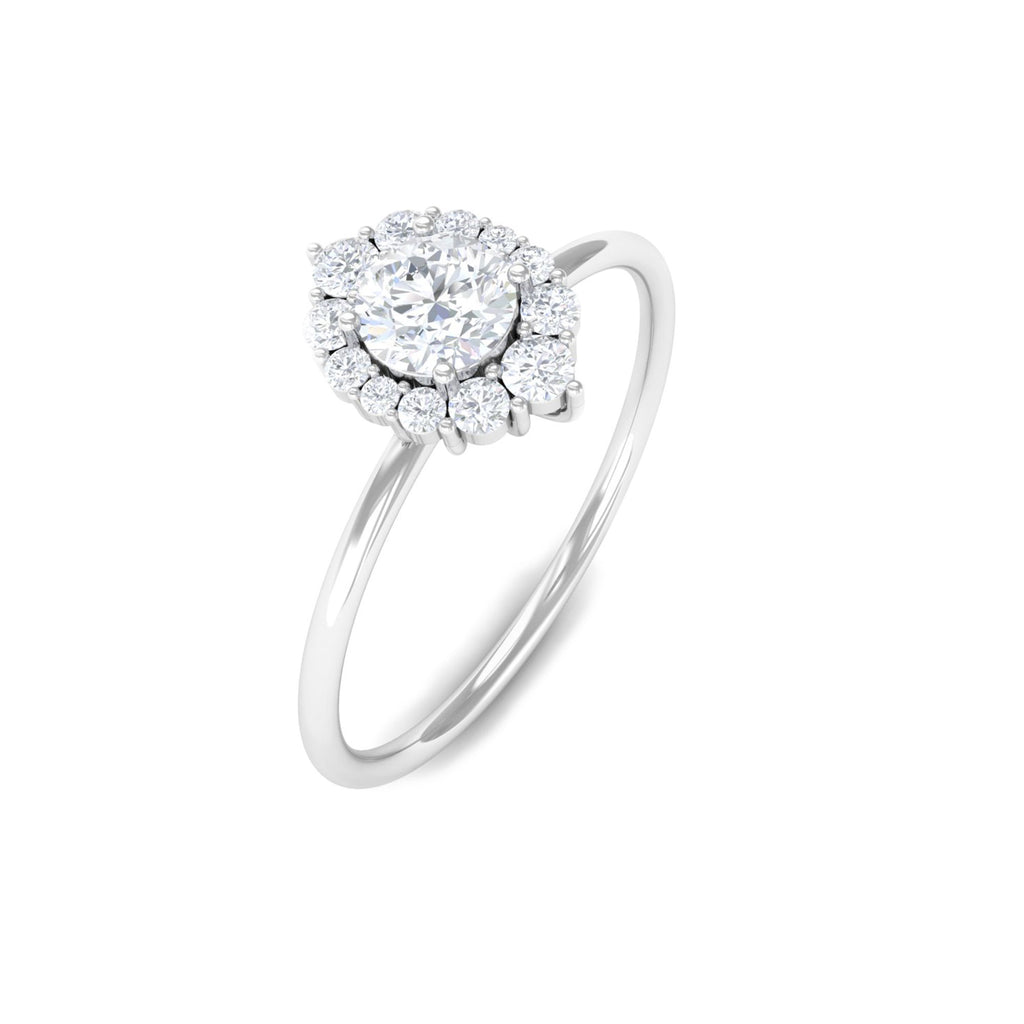 1/2 CT Classic Round Diamond Halo Engagement Ring Diamond - ( HI-SI ) - Color and Clarity - Rosec Jewels