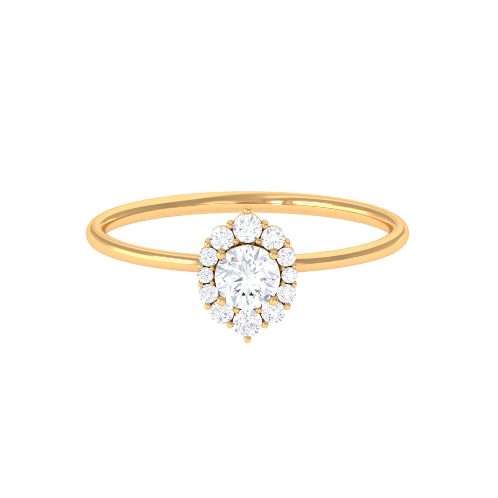 1/2 CT Classic Round Diamond Halo Engagement Ring Diamond - ( HI-SI ) - Color and Clarity - Rosec Jewels