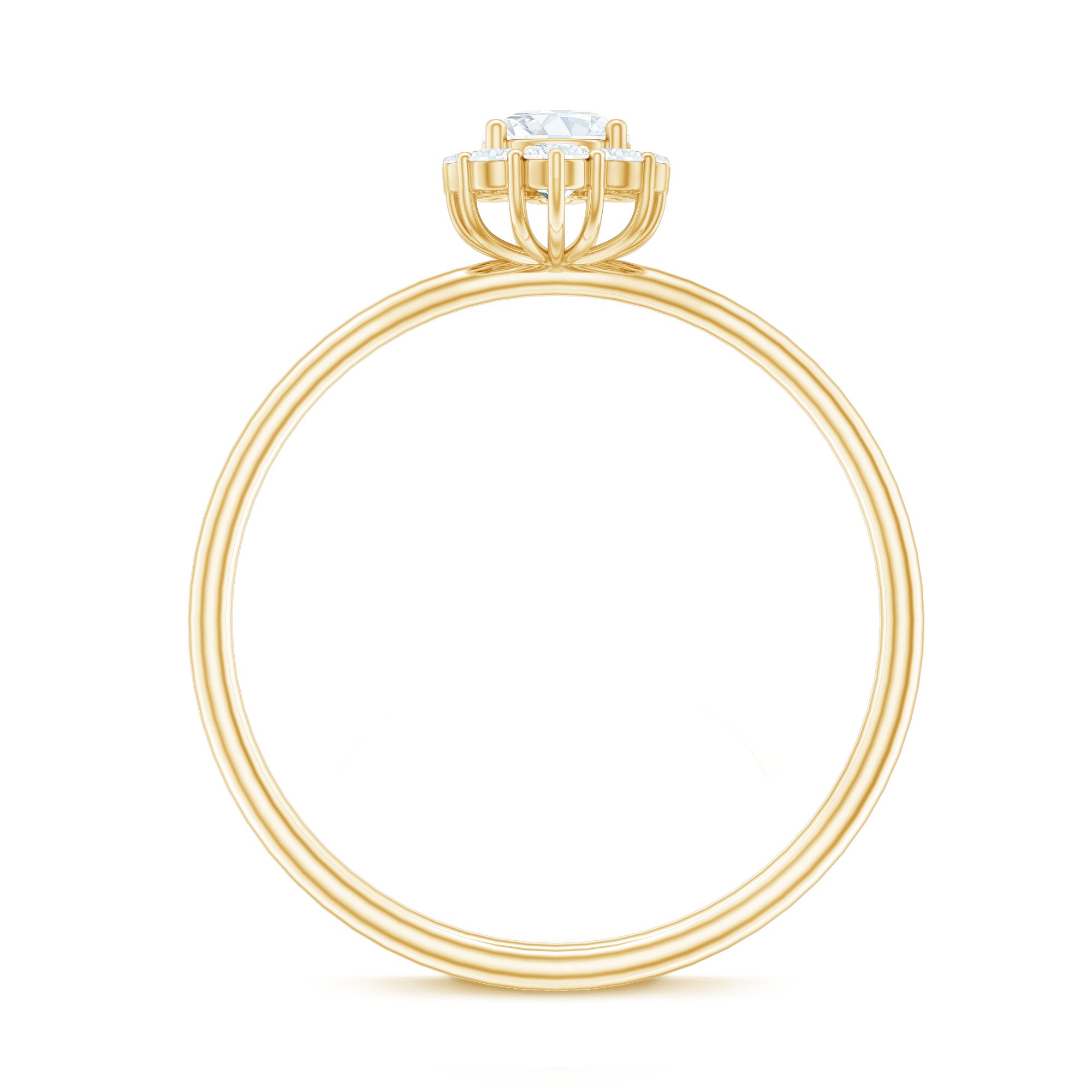 Rosec Jewels-Minimal Real Diamond Engagement Ring with Halo