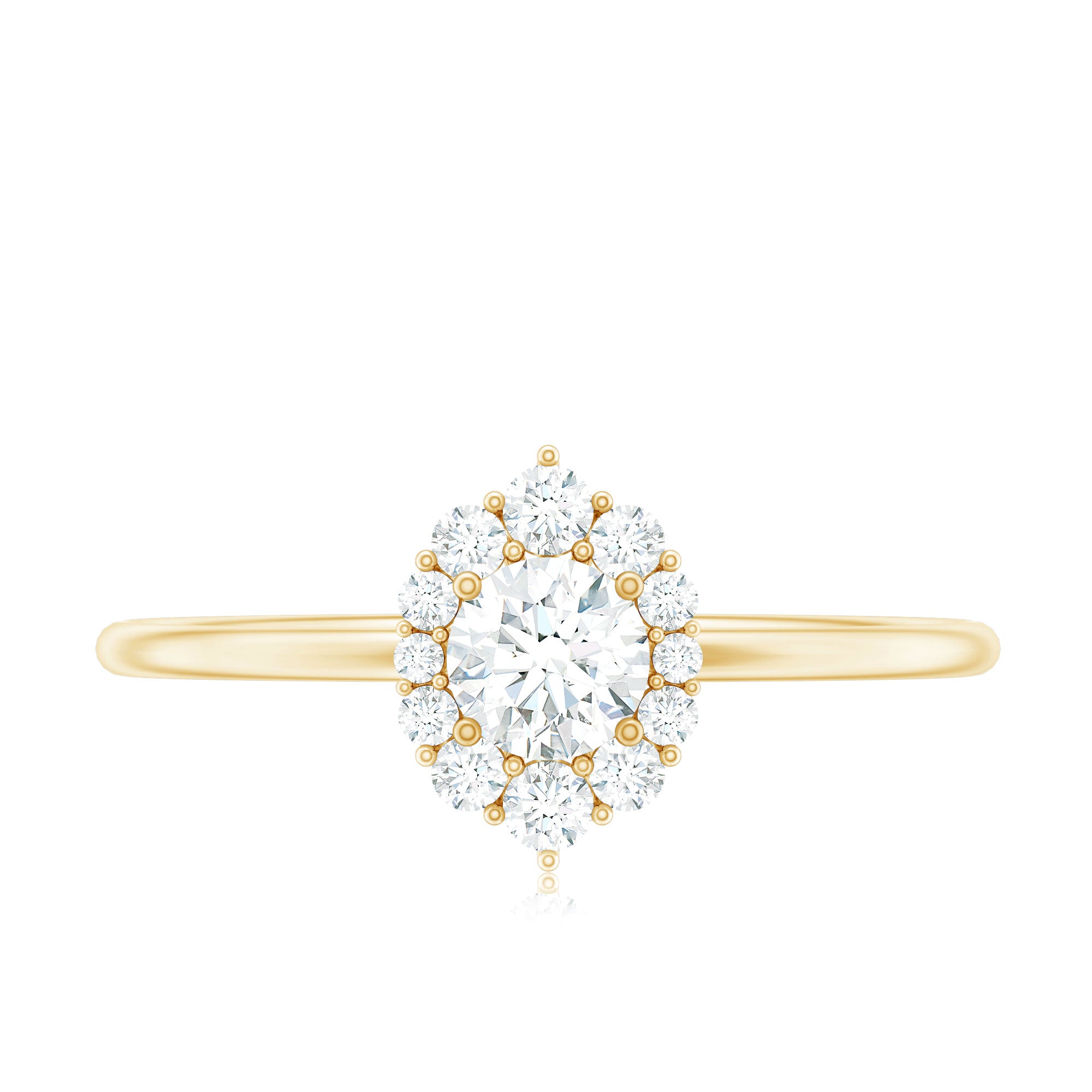 Rosec Jewels-Minimal Real Diamond Engagement Ring with Halo