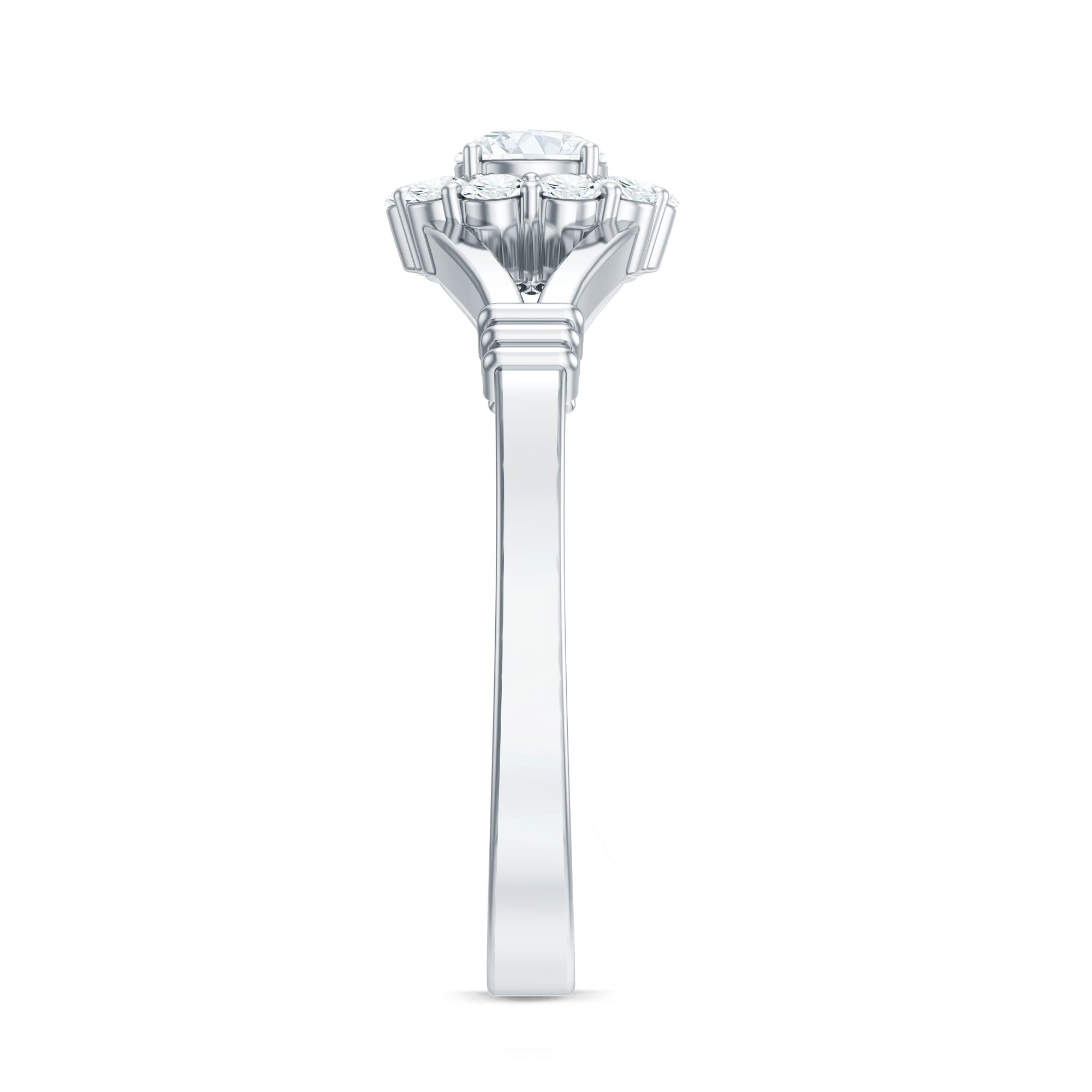Rosec Jewels-Natural Diamond Halo Engagement Ring with Split Shank