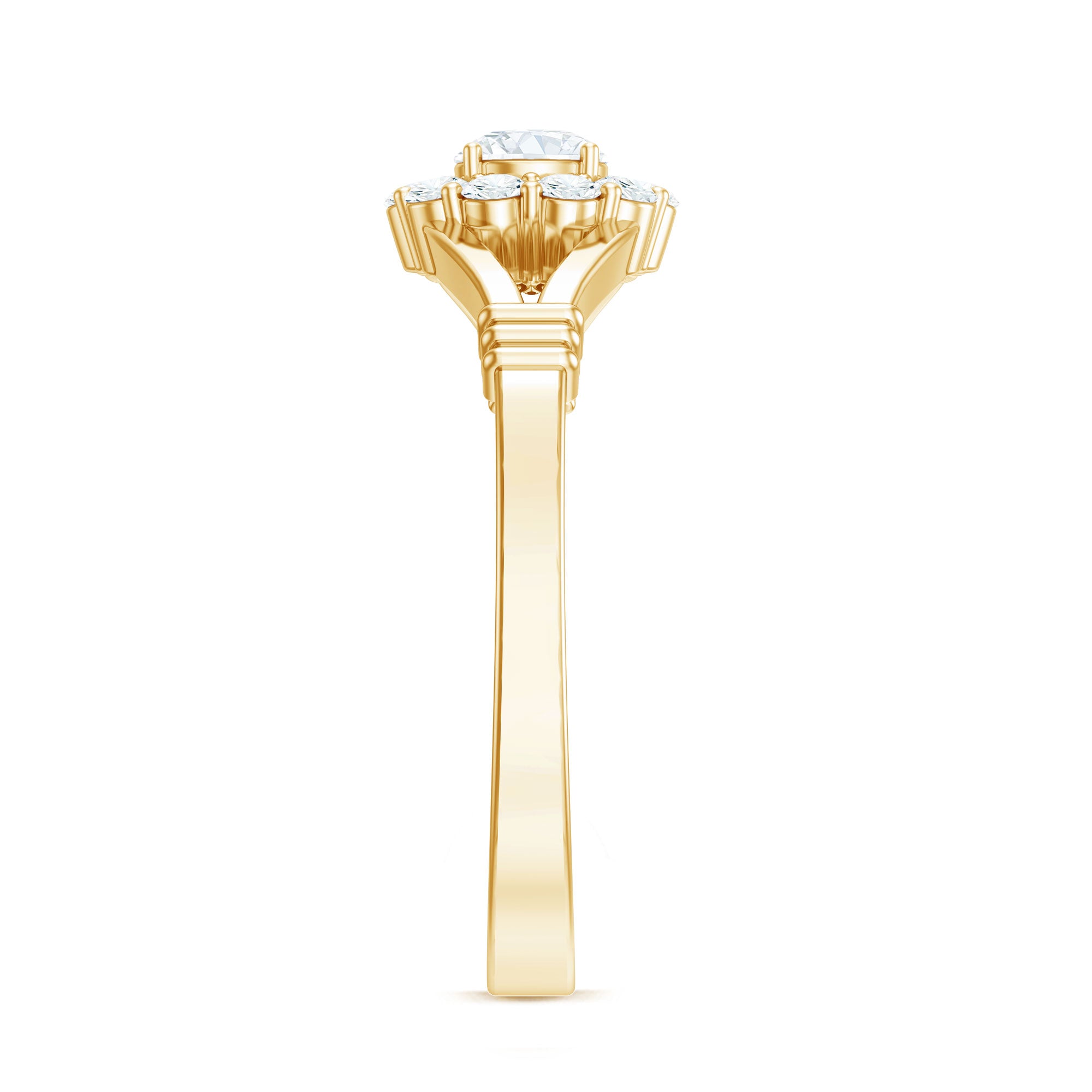 Rosec Jewels-Natural Diamond Halo Engagement Ring with Split Shank