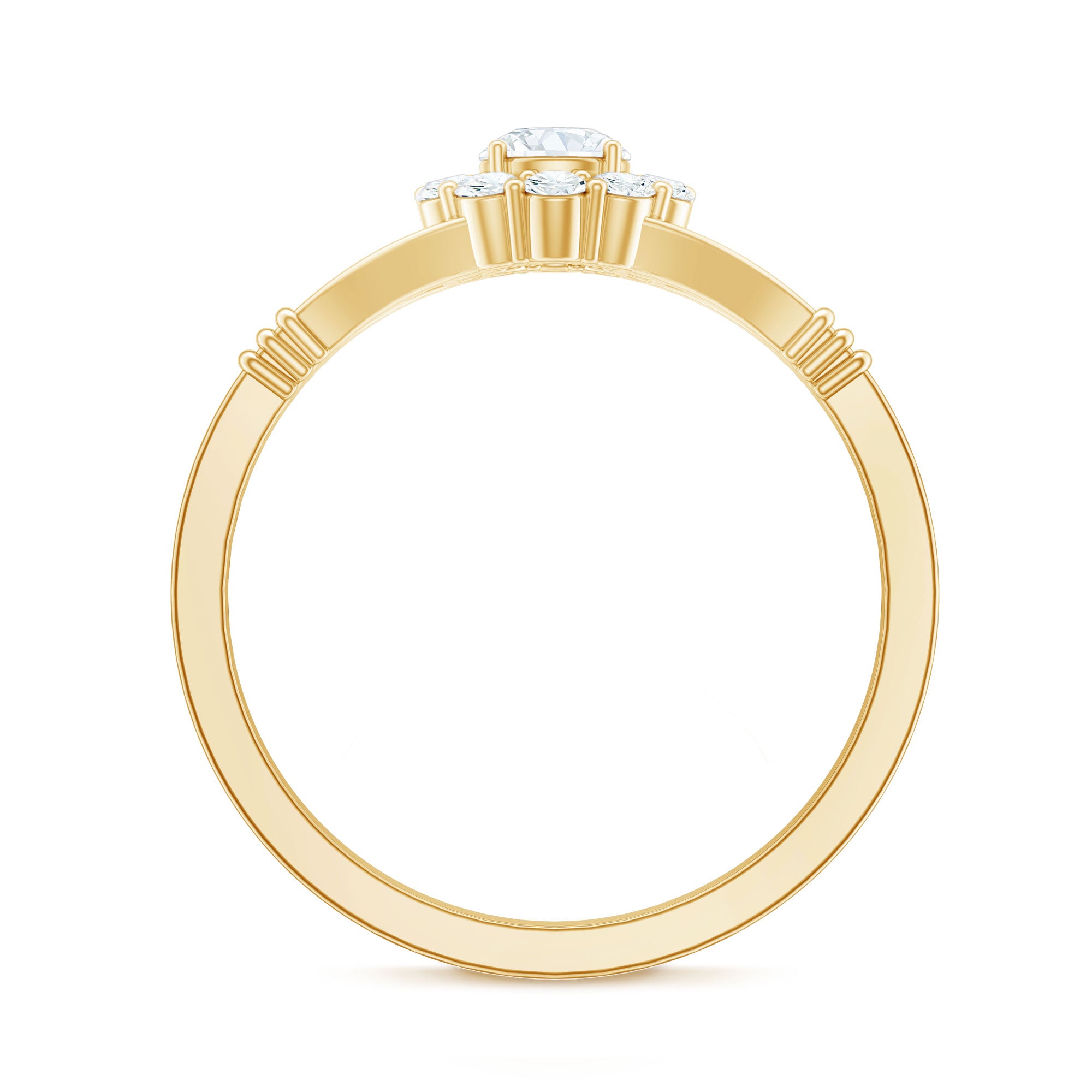 Rosec Jewels-Natural Diamond Halo Engagement Ring with Split Shank