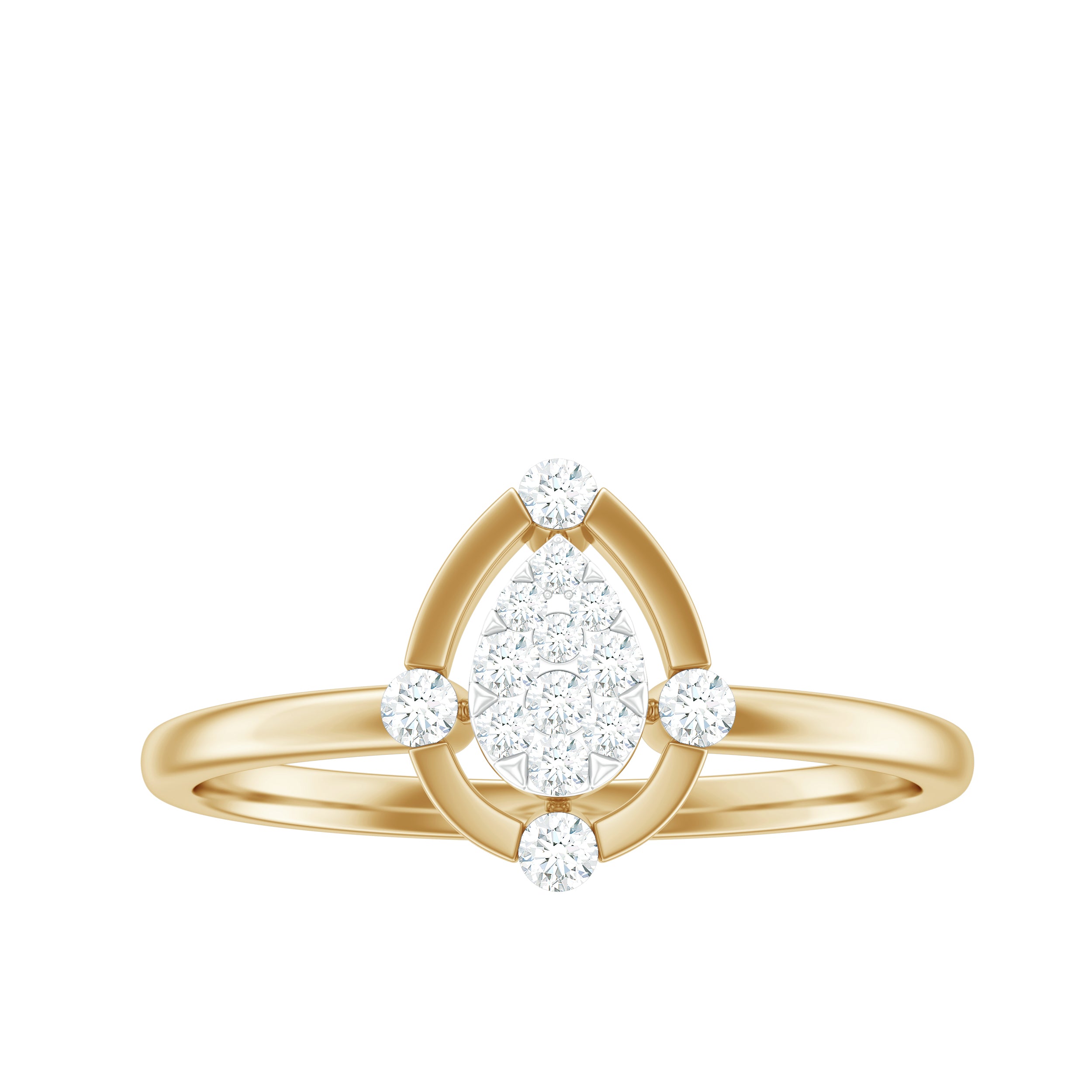 Natural Pear Shaped Diamond Cluster Engagement Ring Natural - ( HI-SI ) - Rosec Jewels