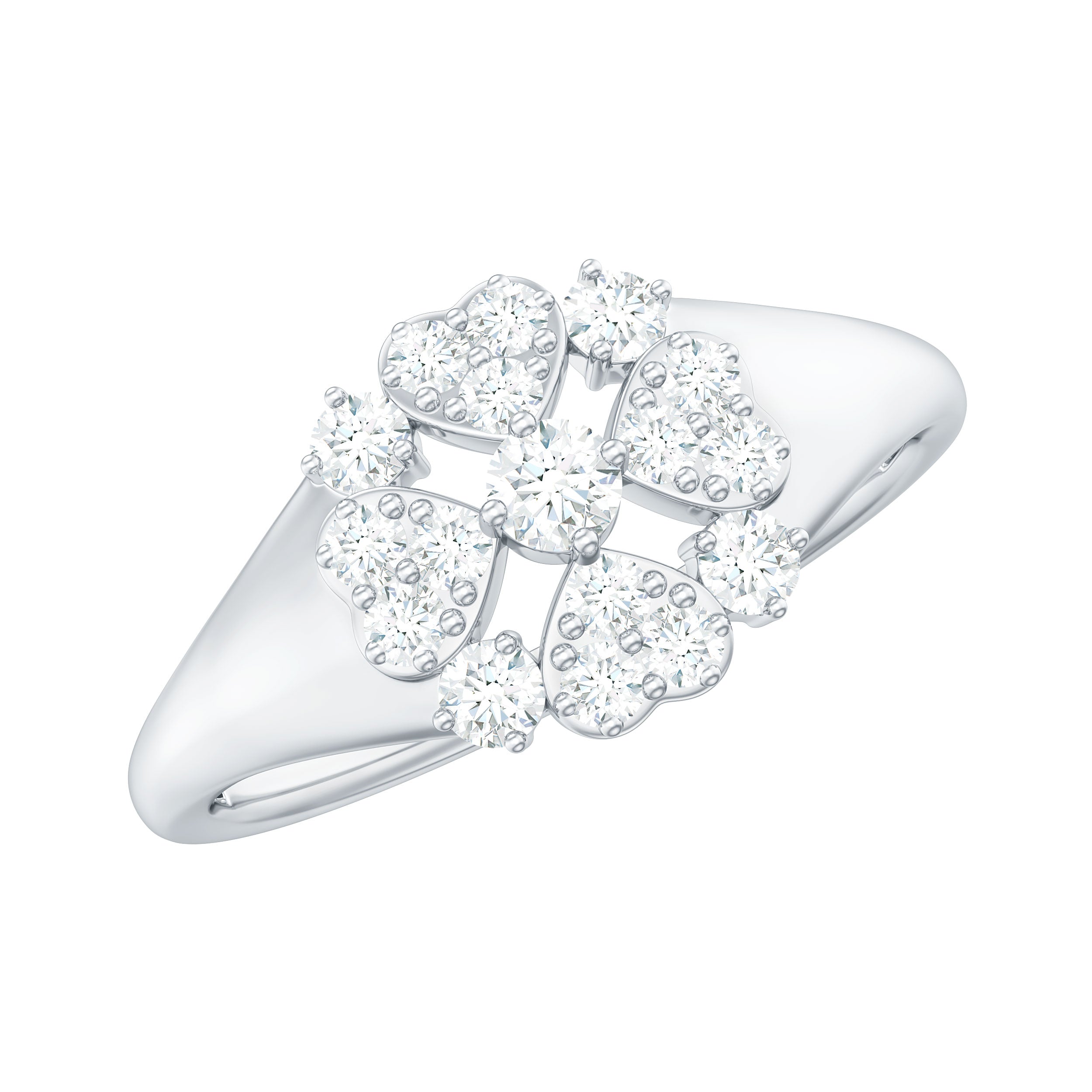 Diamond Floral Heart Ring in Illusion Setting