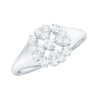 Natural Diamond Flower Engagement Ring in Illusion Set Natural - ( HI-SI ) - Rosec Jewels