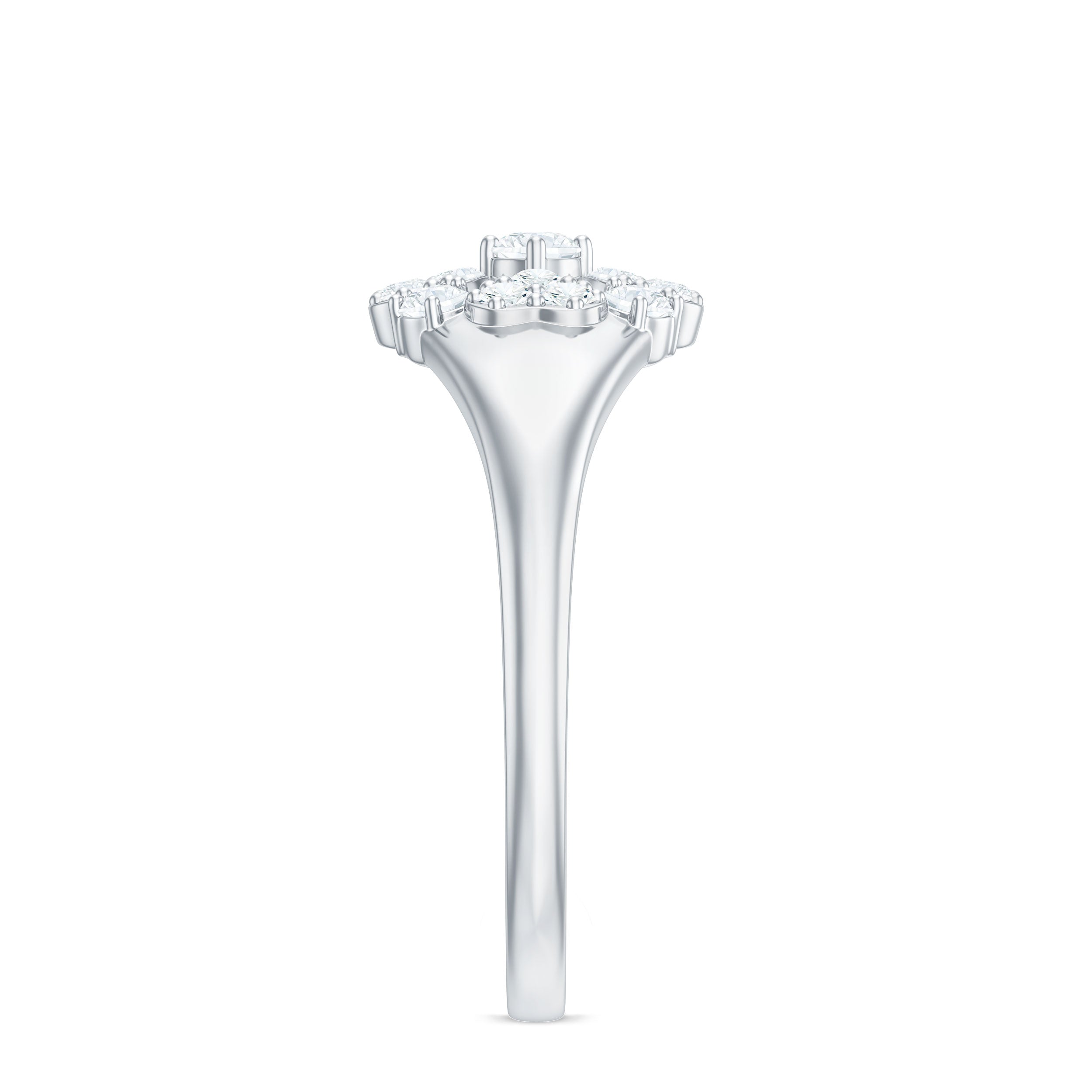 Natural Diamond Flower Engagement Ring in Illusion Set Natural - ( HI-SI ) - Rosec Jewels